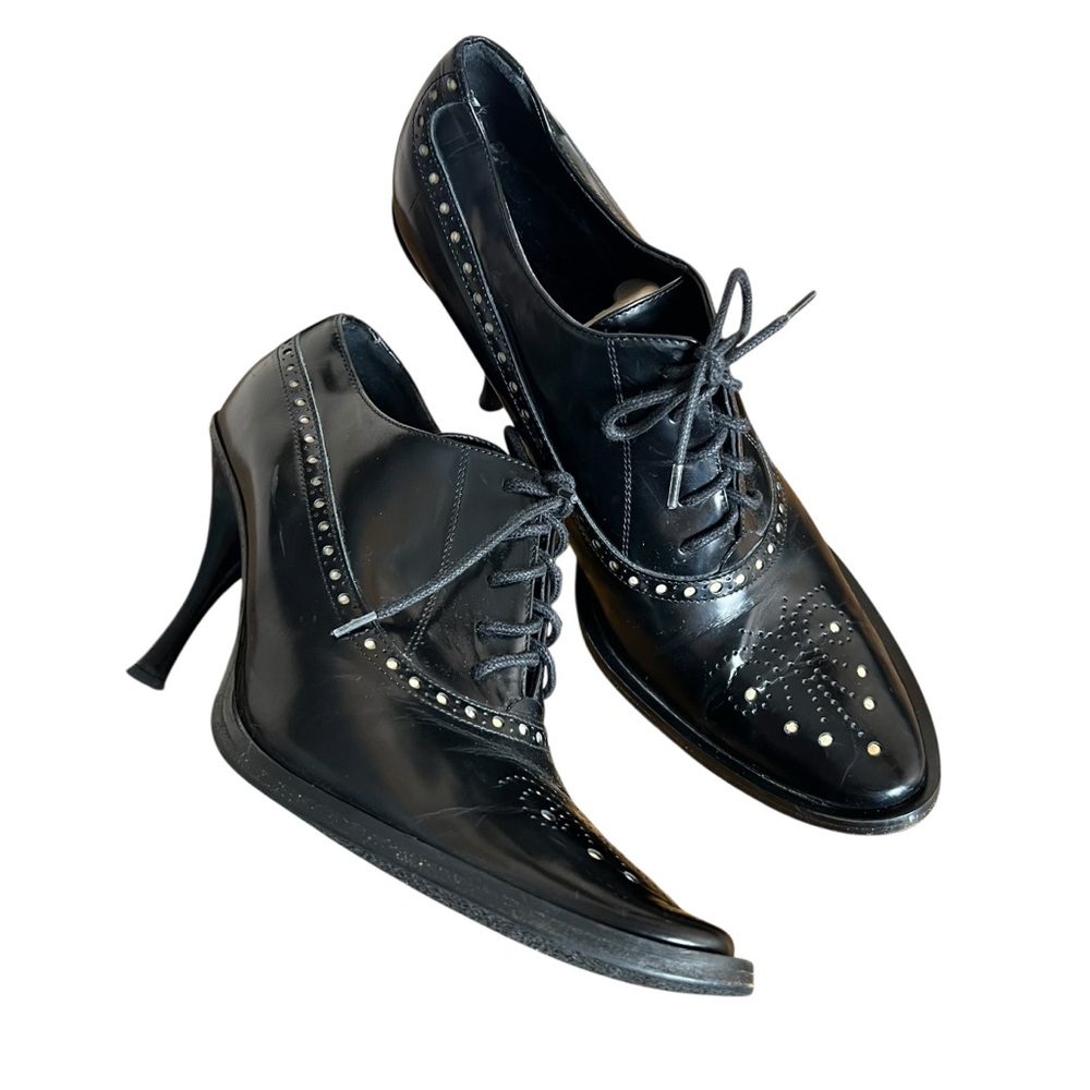 Bolero Dettagli Di Moda Bespoke Wingtip Brogue Oxford Granny Heels Sz 41 (10 US)
